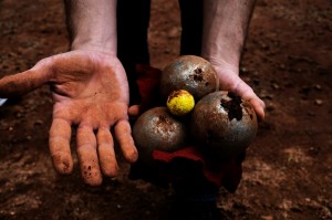 Tréninkové hřiště nebylo zcela ideální pro pétanque
